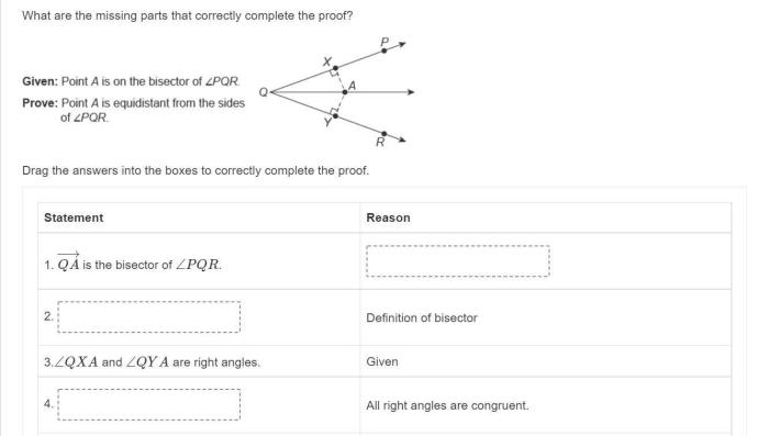 What are the missing parts that correctly complete the proof